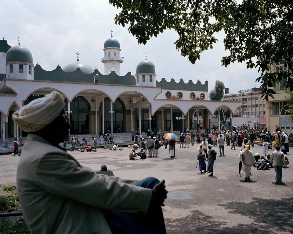Grand Anwar Mosque courtyard and main prayer hall in Addis Ababa