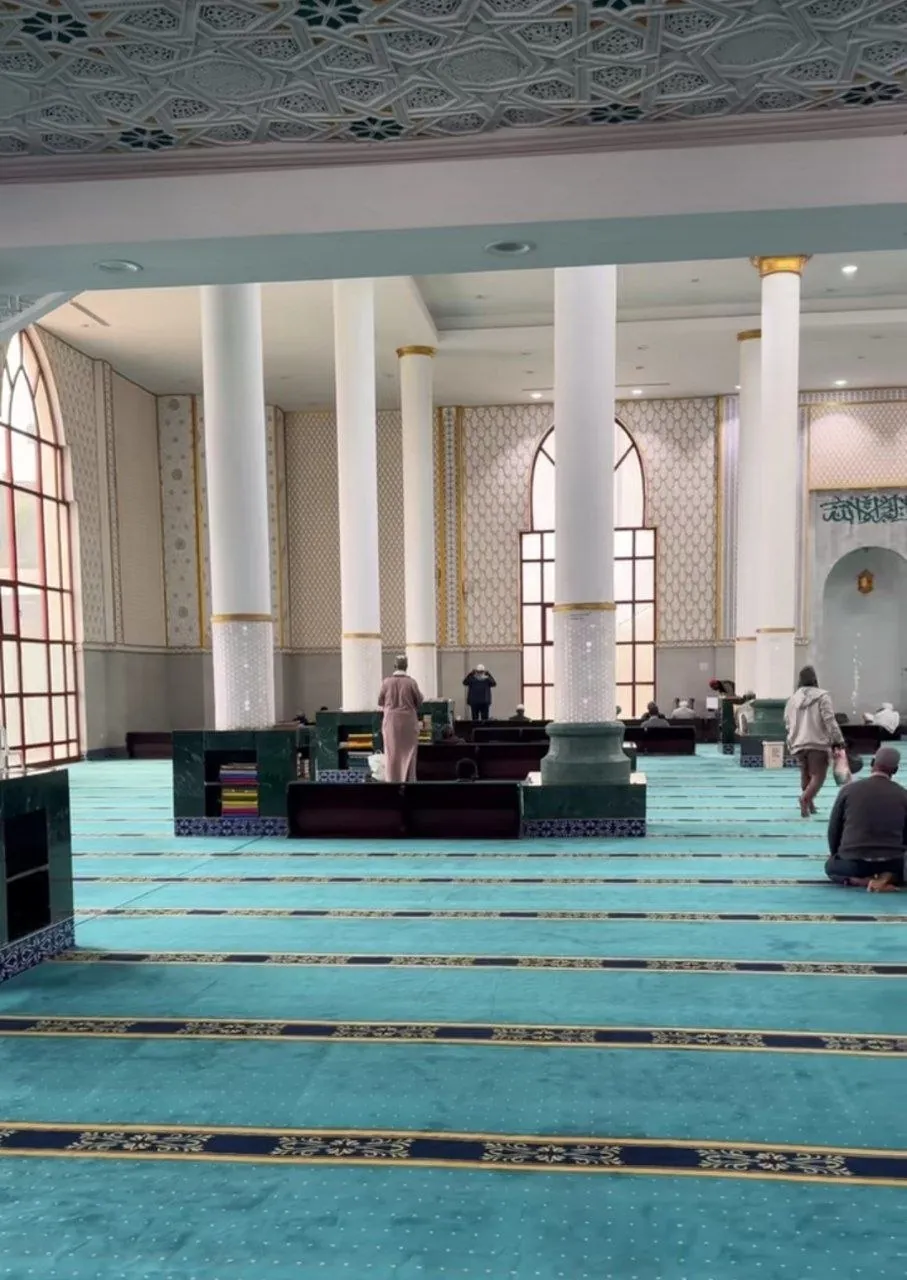 Prayer hall interior at Nur Mosque in Piassa